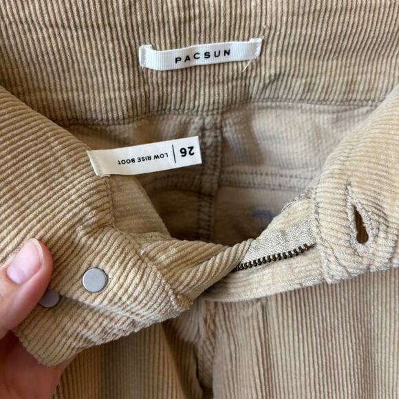 Pacsun 26 Low Rise Flare Corduroy Pants Beige – Y2K Retro Soft Cord Flares - Picture 5 of 8